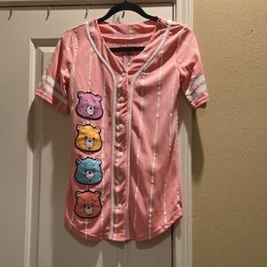 Pink Striped Shirt with Bear Patches